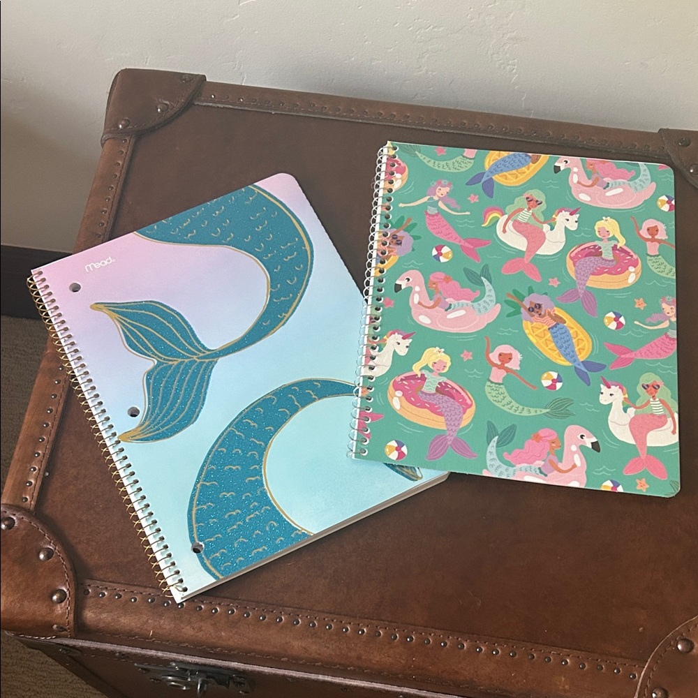 Set of Two Mermaid Themed Spiral Notebooks - Blue and Green NWOT